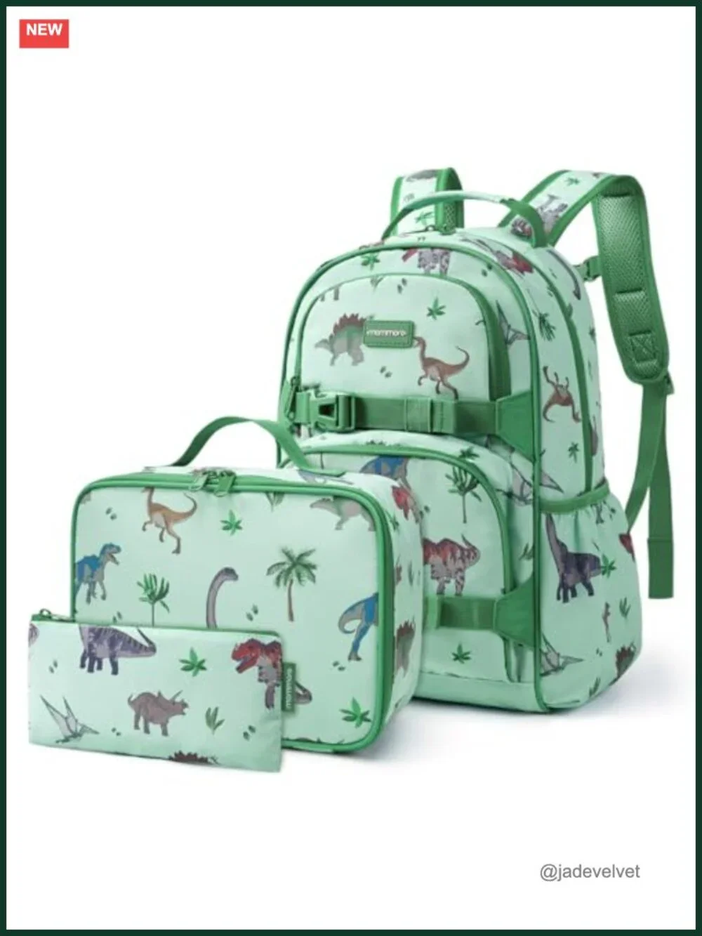 Kids Backpack with Lunch Box & Pencil Case Set, Dinosaur Print, Fits A4 Folders